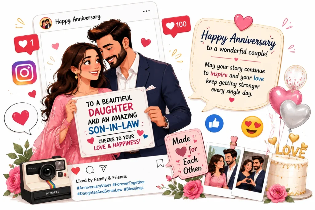 Anniversary Wishes for Daughter and Son-in-Law for Instagram and Social Media