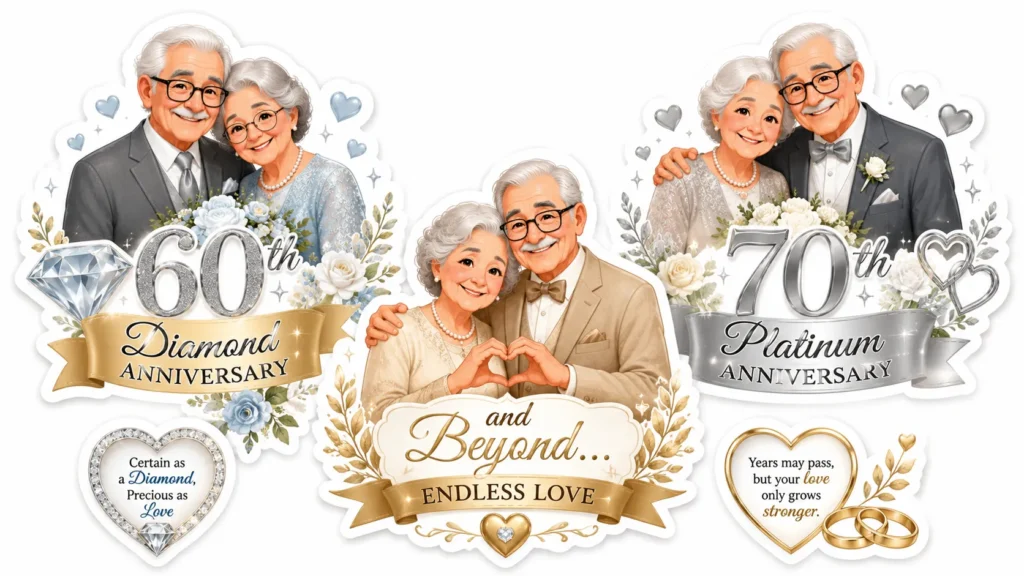 Diamond and Milestone Anniversary Wishes (60th, 70th, and Beyond)