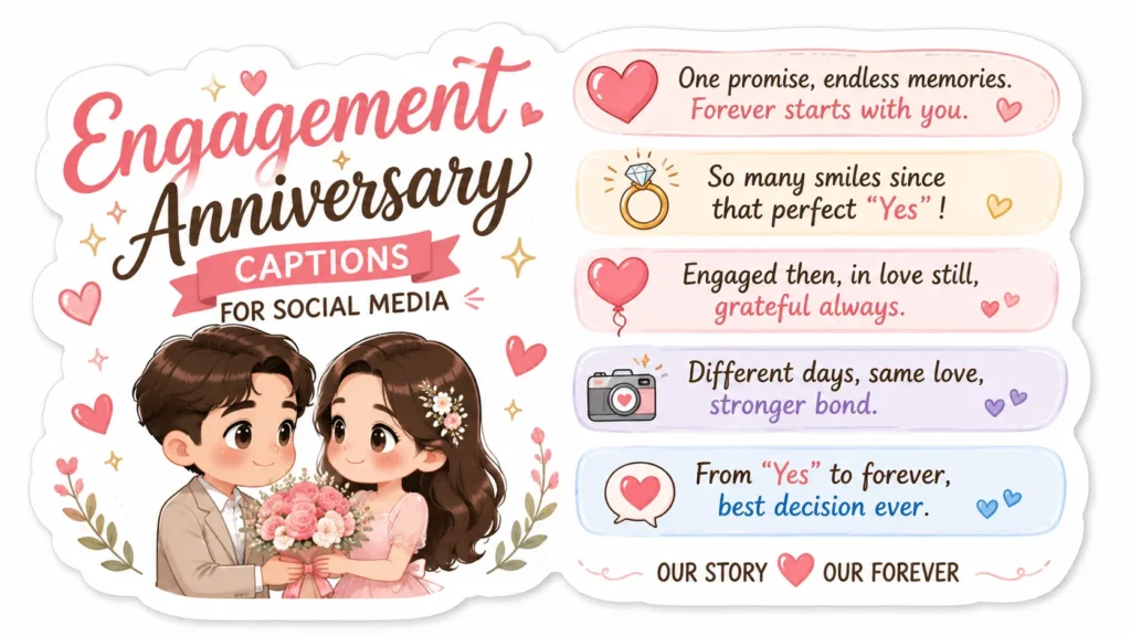 Engagement Anniversary Captions for Social Media