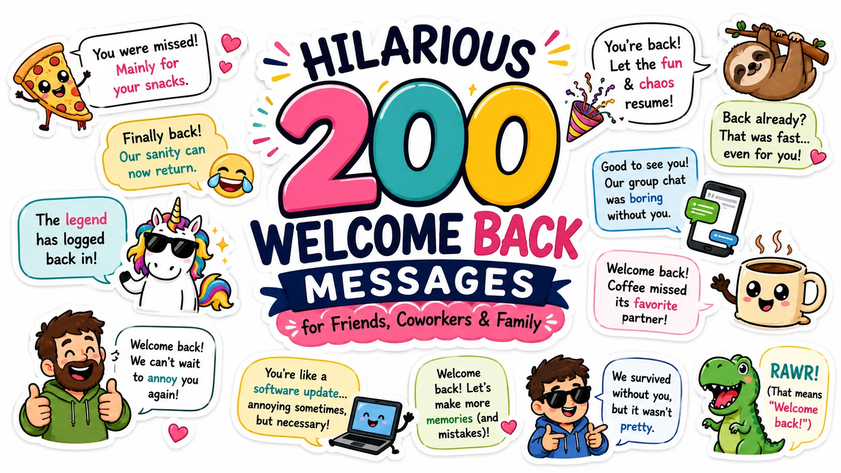 200 Hilarious Welcome Back Messages for Friends, Coworkers & Family